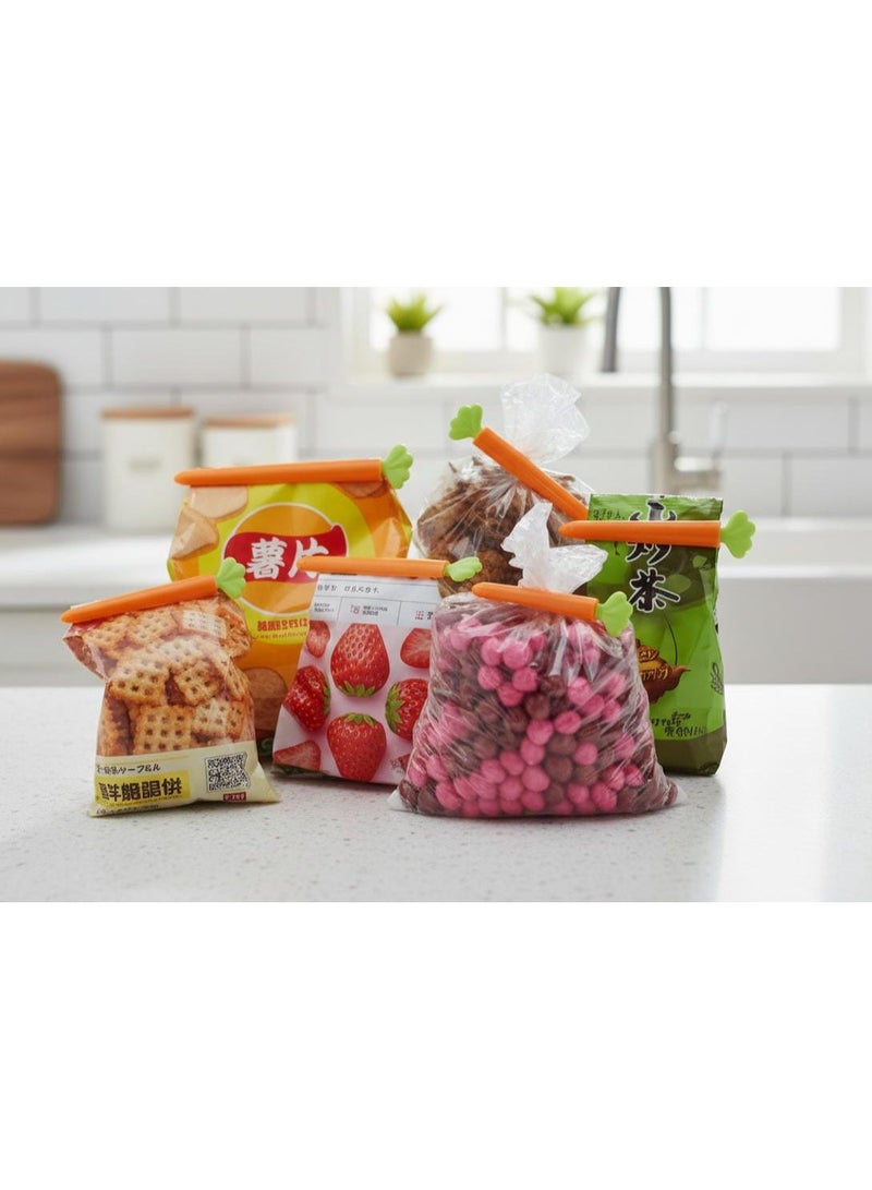 Spaceshoop 6 Piece Carrot Family Reusable Food Bag Sealing Clamps Airtight Freshness Seals in Three Sizes - Image 4